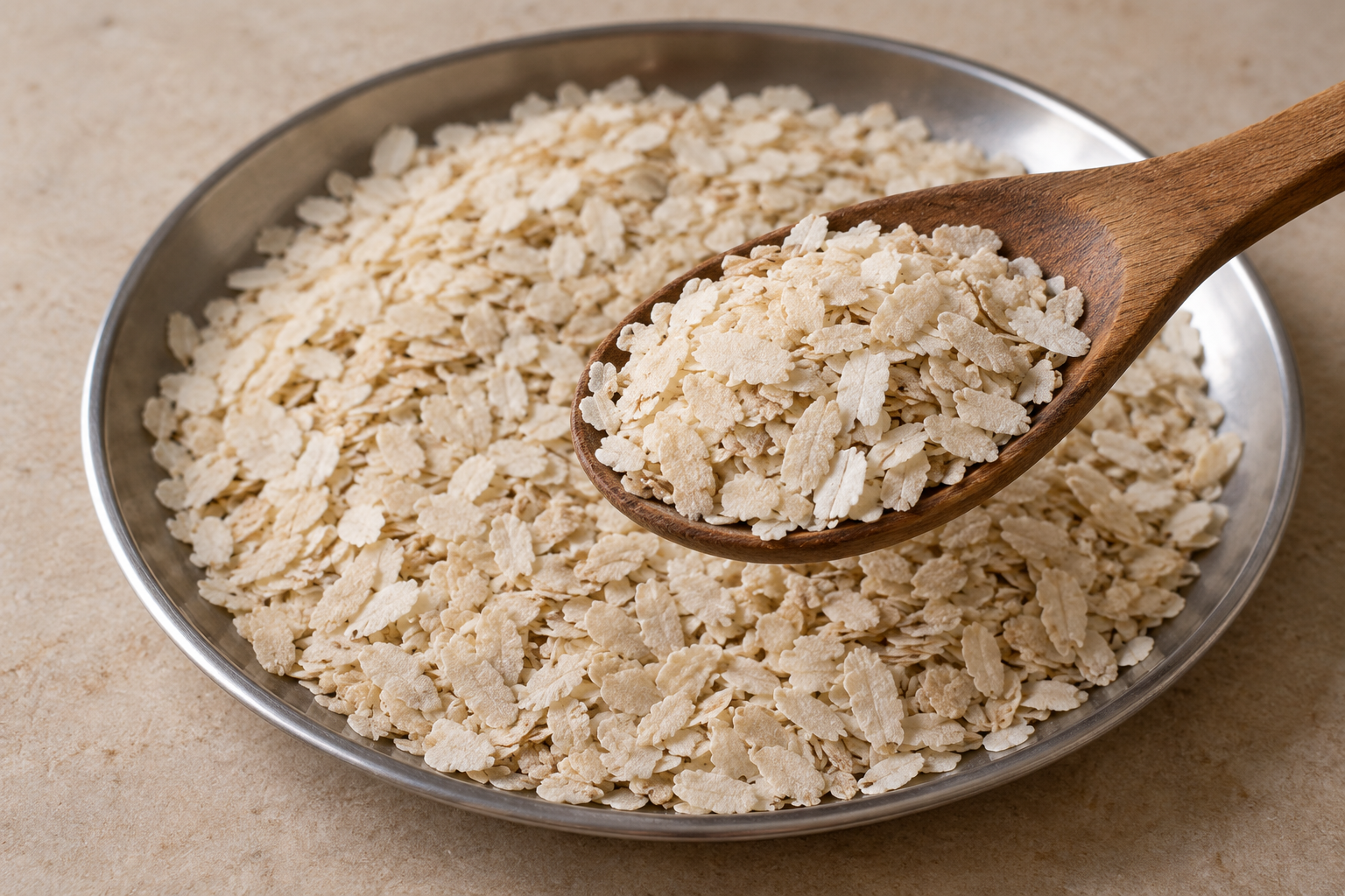 AI-generated illustration of flattened millet poha